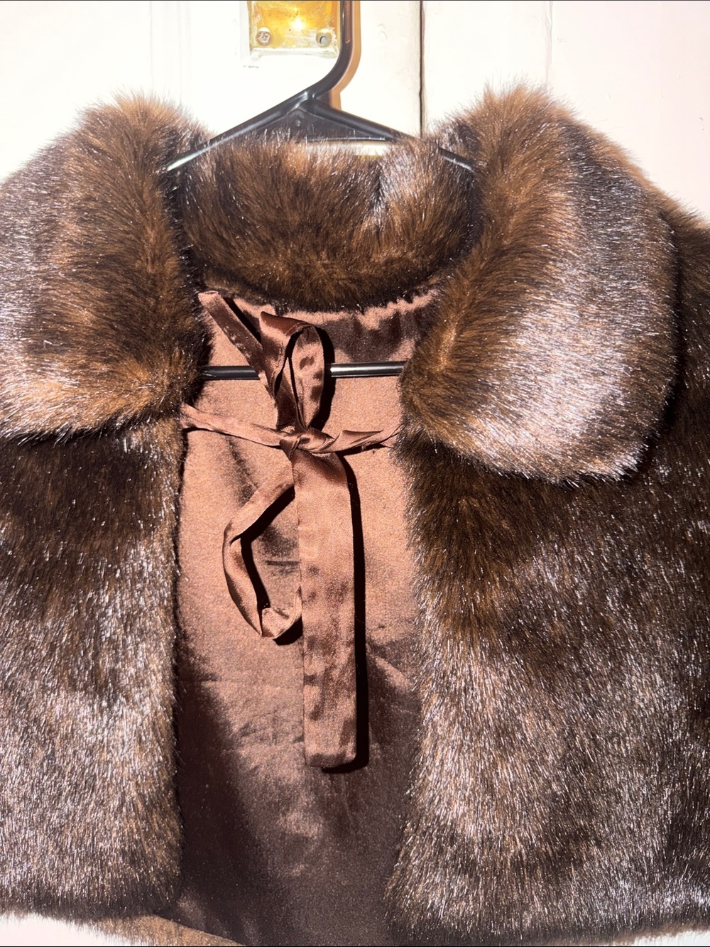 Women’s Brown Faux Fur Capelet Jacket